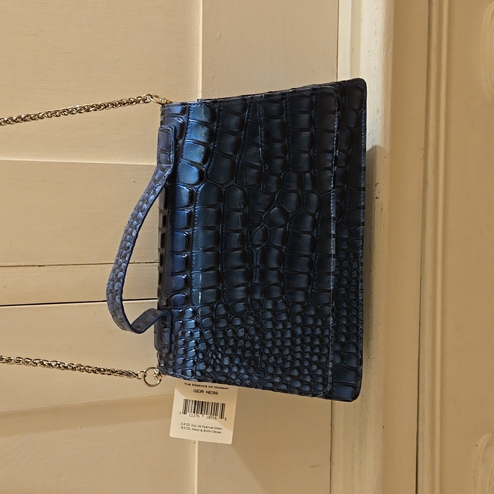 NWT Geir Ness blue cricodile print shoulder bag *